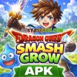 Dragon Quest Smash Grow APK feature image showing fantasy hero with sword and blue slime character