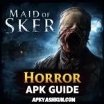 Maid of Sker horror game feature image showing masked enemy in dark background